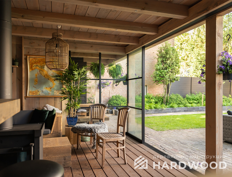 Закрытая деревянная беседка для дачи №37 - фото 1591