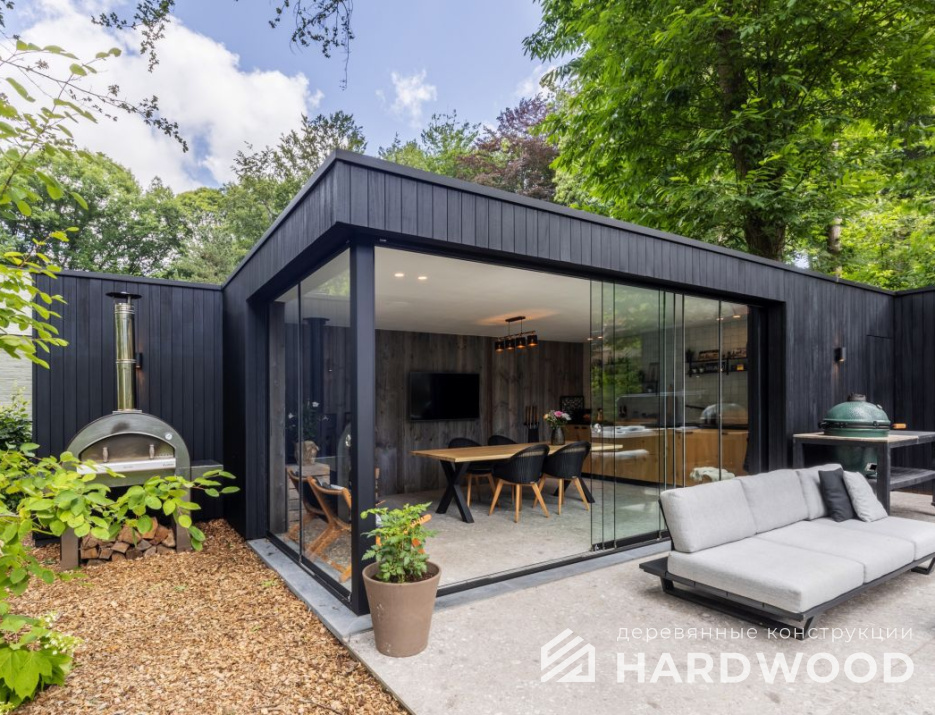 Закрытая беседка с барбекю и остеклением №6 - фото 1331