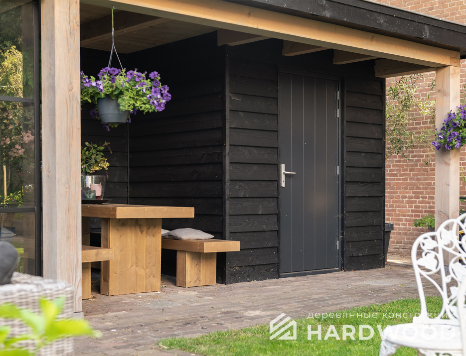 Закрытая деревянная беседка для дачи №37 - фото 1595