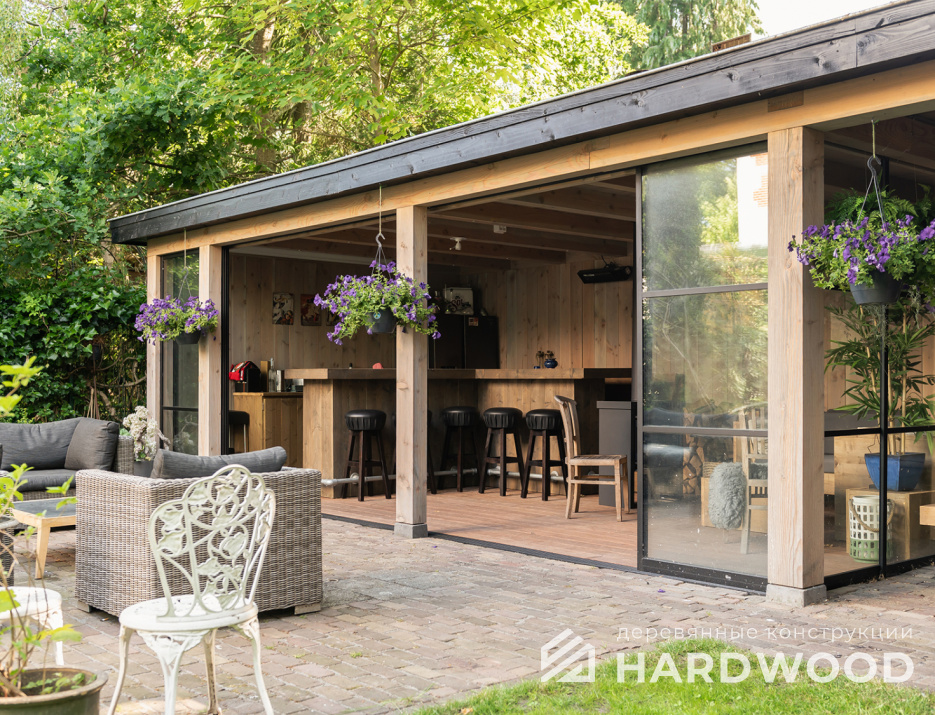 Закрытая деревянная беседка для дачи №37 - фото 1586