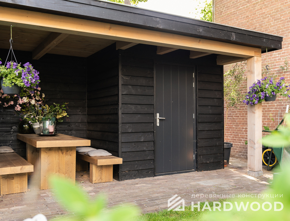 Закрытая деревянная беседка для дачи №37 - фото 1590
