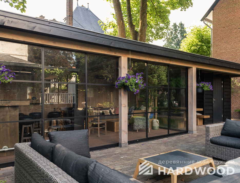 Закрытая деревянная беседка для дачи №37 - фото 1587