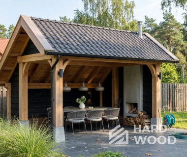 Навес двухскатный для барбекю №111 - фото 2235