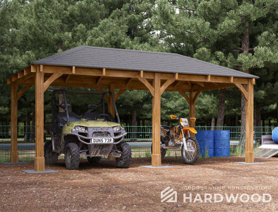 Деревянный навес для машины на дачу №80 - фото 1013
