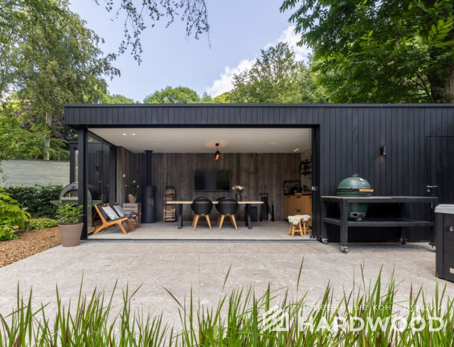 Закрытая беседка с барбекю и остеклением №6 - фото 1343