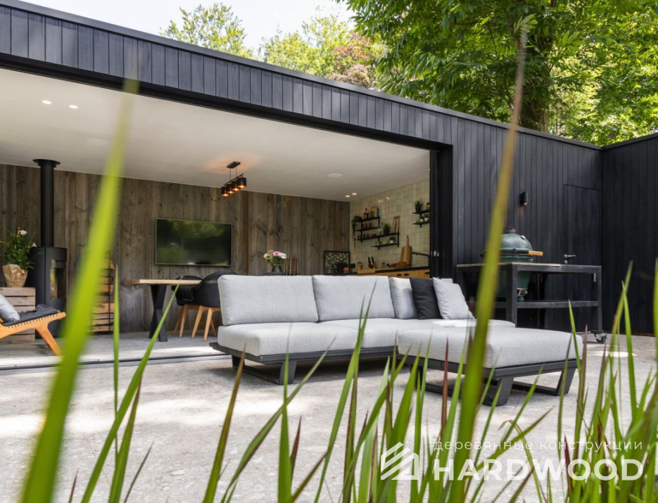 Закрытая беседка с барбекю и остеклением №6 - фото 1342