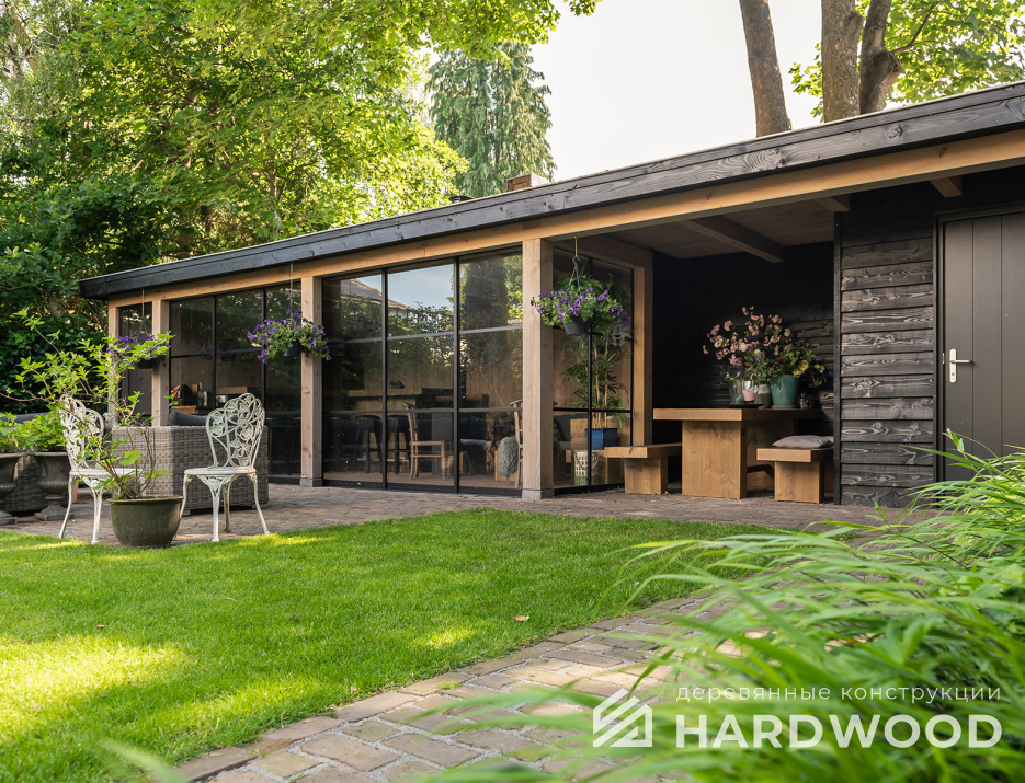 Закрытая деревянная беседка для дачи №37 - фото 1588