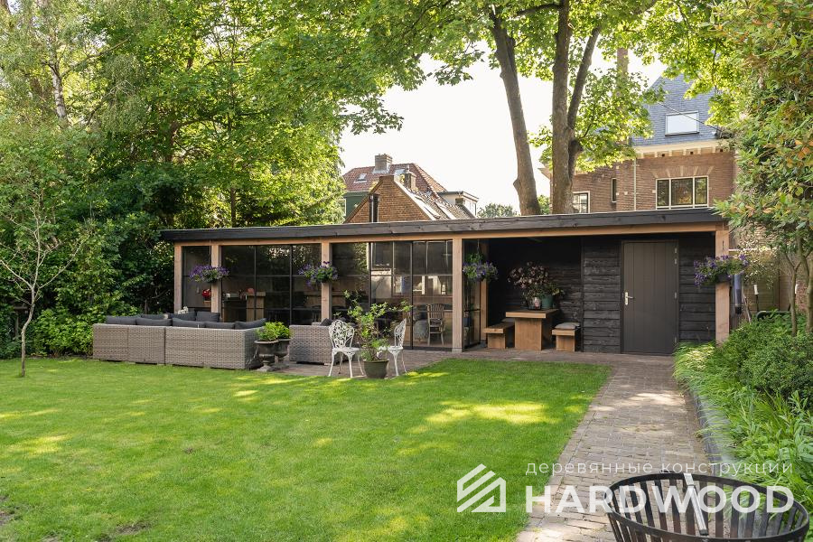 Закрытая деревянная беседка для дачи №37 - фото 1589