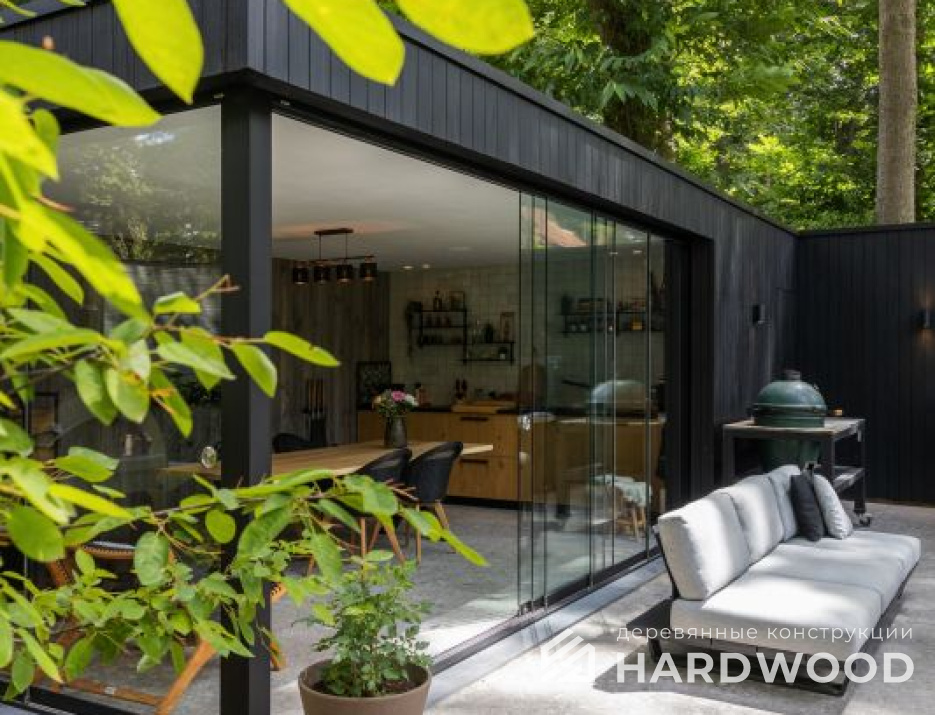 Закрытая беседка с барбекю и остеклением №6 - фото 1336