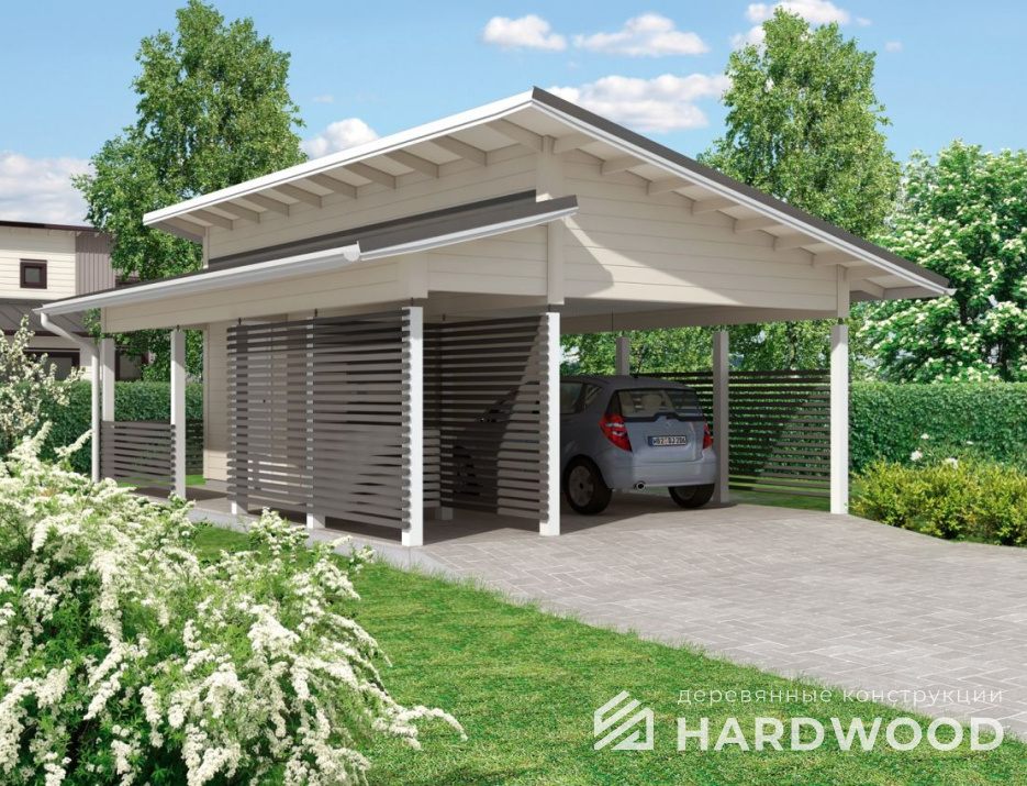 Деревянный навес под машину №146 - фото 1138