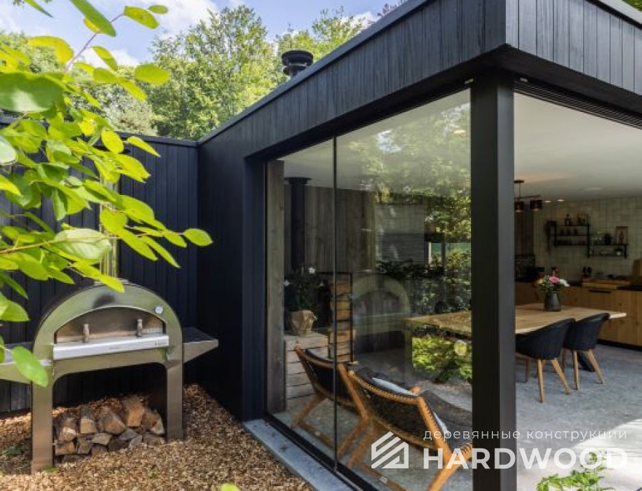 Закрытая беседка с барбекю и остеклением №6 - фото 1338