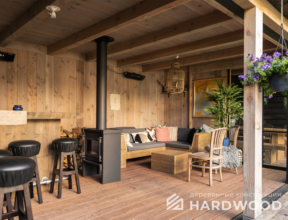 Закрытая деревянная беседка для дачи №37 - фото 1592