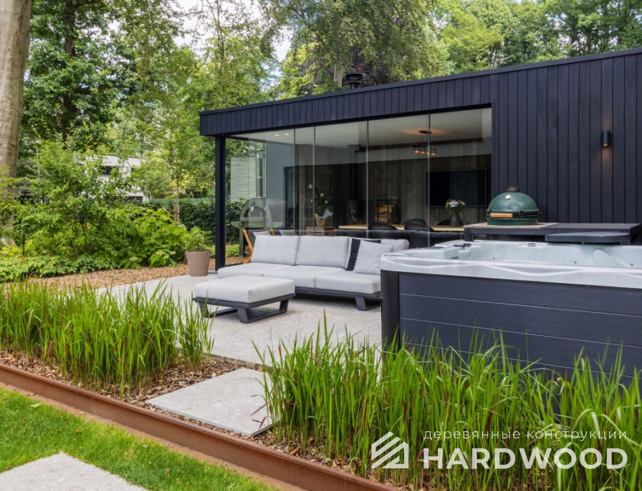 Закрытая беседка с барбекю и остеклением №6 - фото 1334
