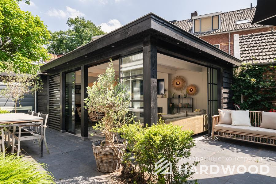 Беседка с пластиковыми окнами цвета венге №40 - фото 1611