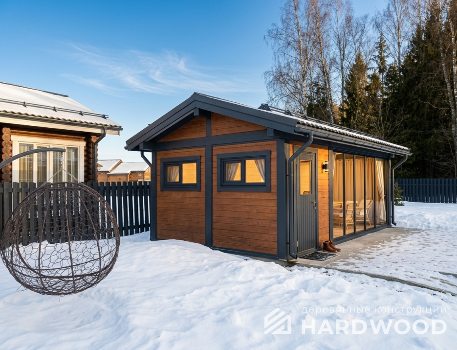 Беседка из дерева с окнами в пол №95 - фото 2261